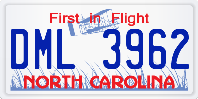 NC license plate DML3962