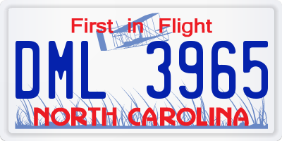 NC license plate DML3965