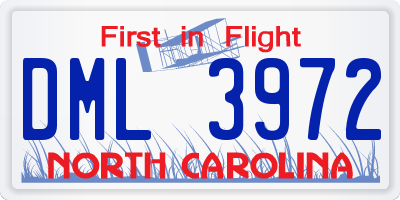 NC license plate DML3972