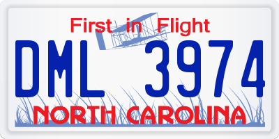 NC license plate DML3974