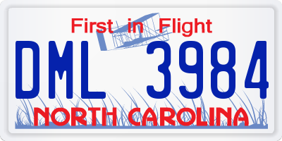 NC license plate DML3984