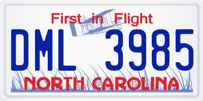 NC license plate DML3985
