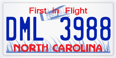 NC license plate DML3988