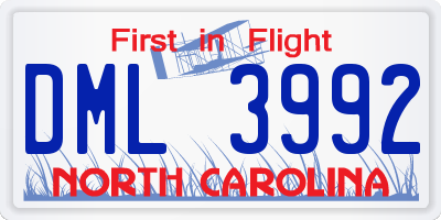 NC license plate DML3992