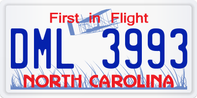 NC license plate DML3993