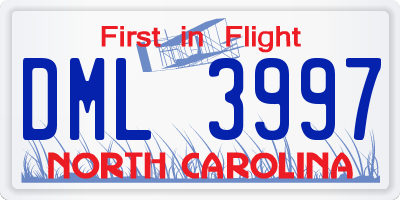 NC license plate DML3997