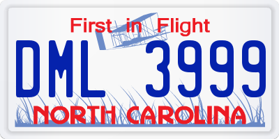 NC license plate DML3999
