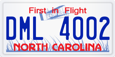 NC license plate DML4002