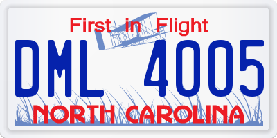 NC license plate DML4005