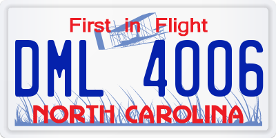NC license plate DML4006