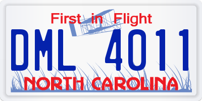 NC license plate DML4011