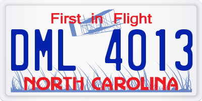 NC license plate DML4013