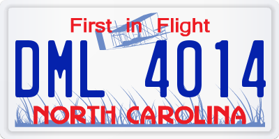 NC license plate DML4014