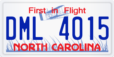 NC license plate DML4015