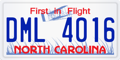 NC license plate DML4016