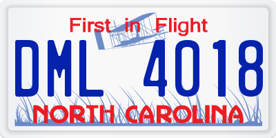 NC license plate DML4018