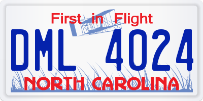 NC license plate DML4024