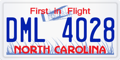 NC license plate DML4028