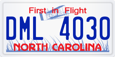 NC license plate DML4030