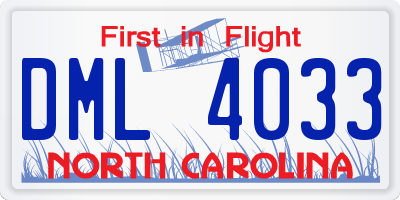 NC license plate DML4033