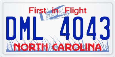 NC license plate DML4043