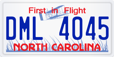 NC license plate DML4045