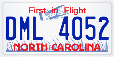 NC license plate DML4052