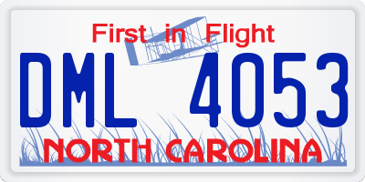 NC license plate DML4053