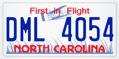 NC license plate DML4054