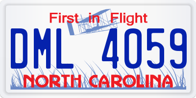 NC license plate DML4059