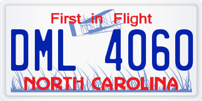 NC license plate DML4060