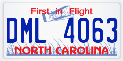 NC license plate DML4063
