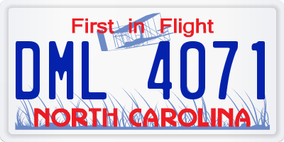 NC license plate DML4071