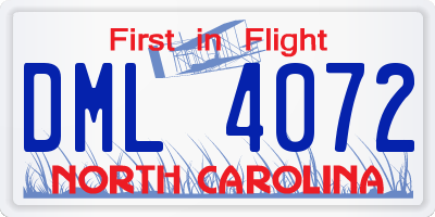 NC license plate DML4072