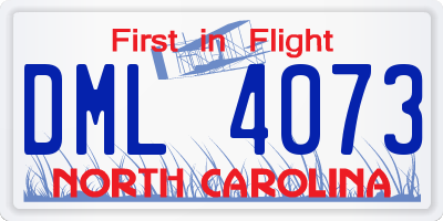 NC license plate DML4073