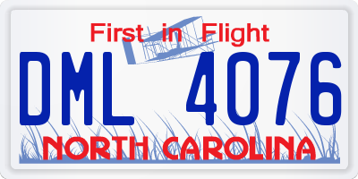 NC license plate DML4076