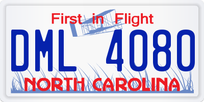 NC license plate DML4080