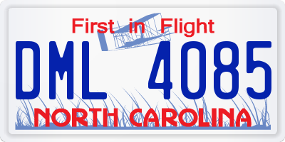 NC license plate DML4085