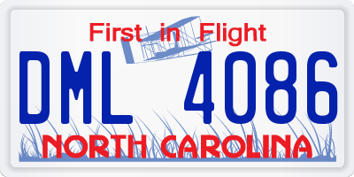 NC license plate DML4086