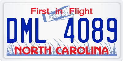 NC license plate DML4089