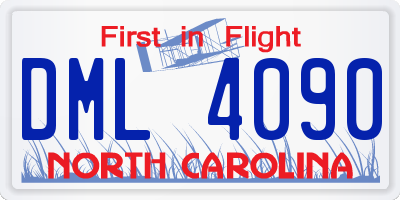NC license plate DML4090