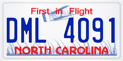NC license plate DML4091