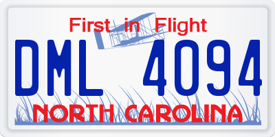 NC license plate DML4094