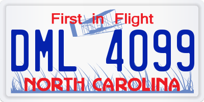 NC license plate DML4099