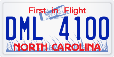 NC license plate DML4100