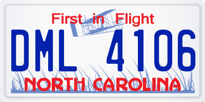 NC license plate DML4106
