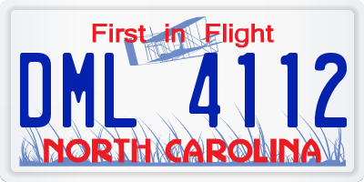 NC license plate DML4112
