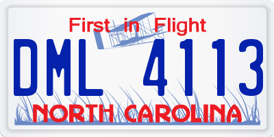 NC license plate DML4113