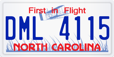 NC license plate DML4115