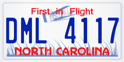 NC license plate DML4117